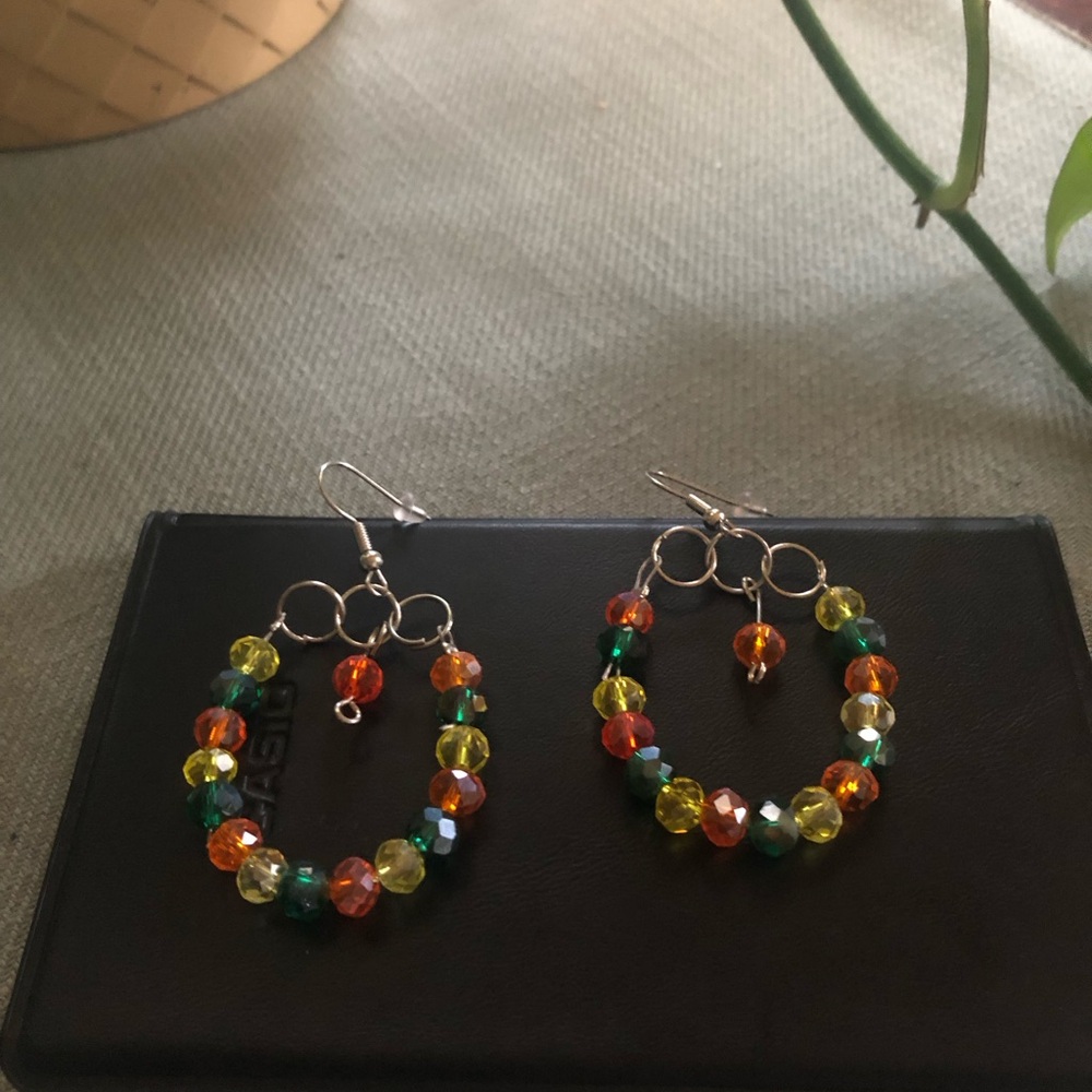 Colorful Beaded Hoop Earrings